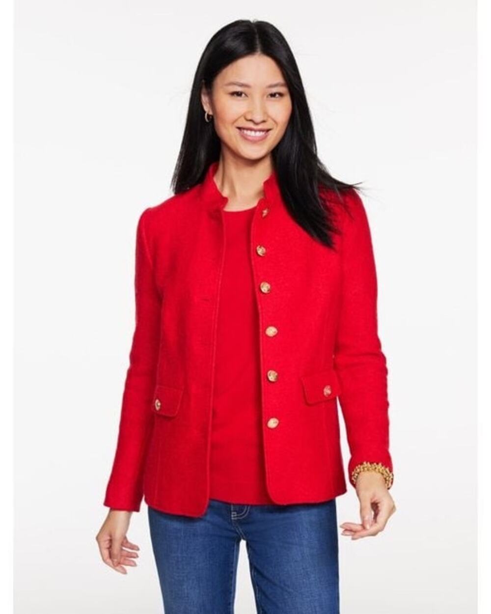 Talbots Red Berkshire Wool Blend Office Jacket Blazer 10 Preppy Equestrian